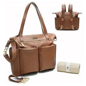 Miss Fong Camel Brown Convertible Tote / Backpack / Diaper Bag